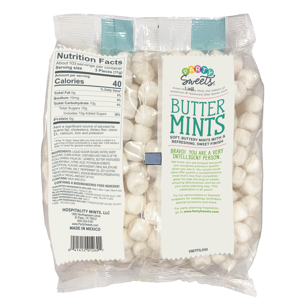 Party Sweets White Buttermints displayed as table decoration for celebrations