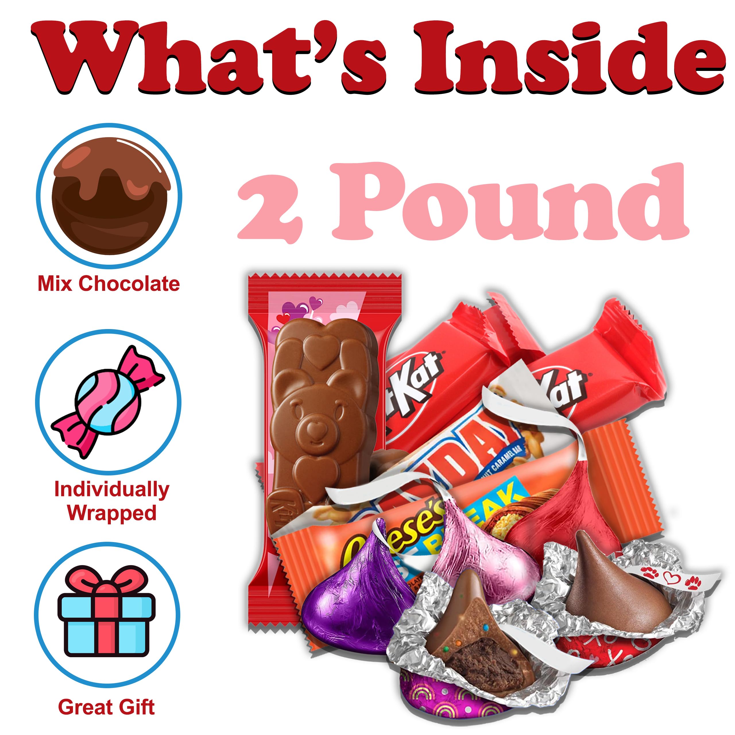 Partypom assorted chocolate variety adds texture and flavor variety.