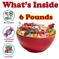 Partypom Christmas wrappers assortment creates a colorful display for candy bowls and centerpieces.