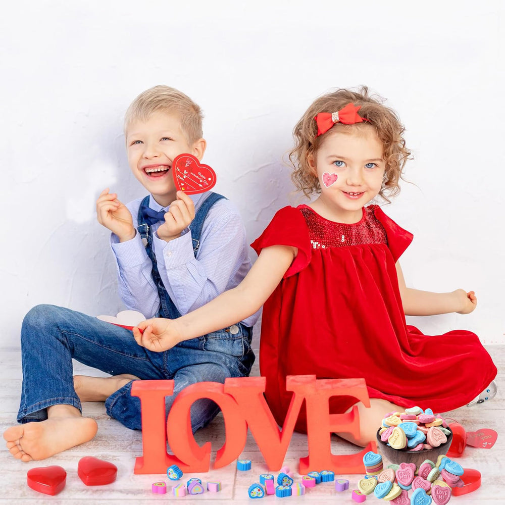 Partypom classroom valentines exchange with colorful heart candies