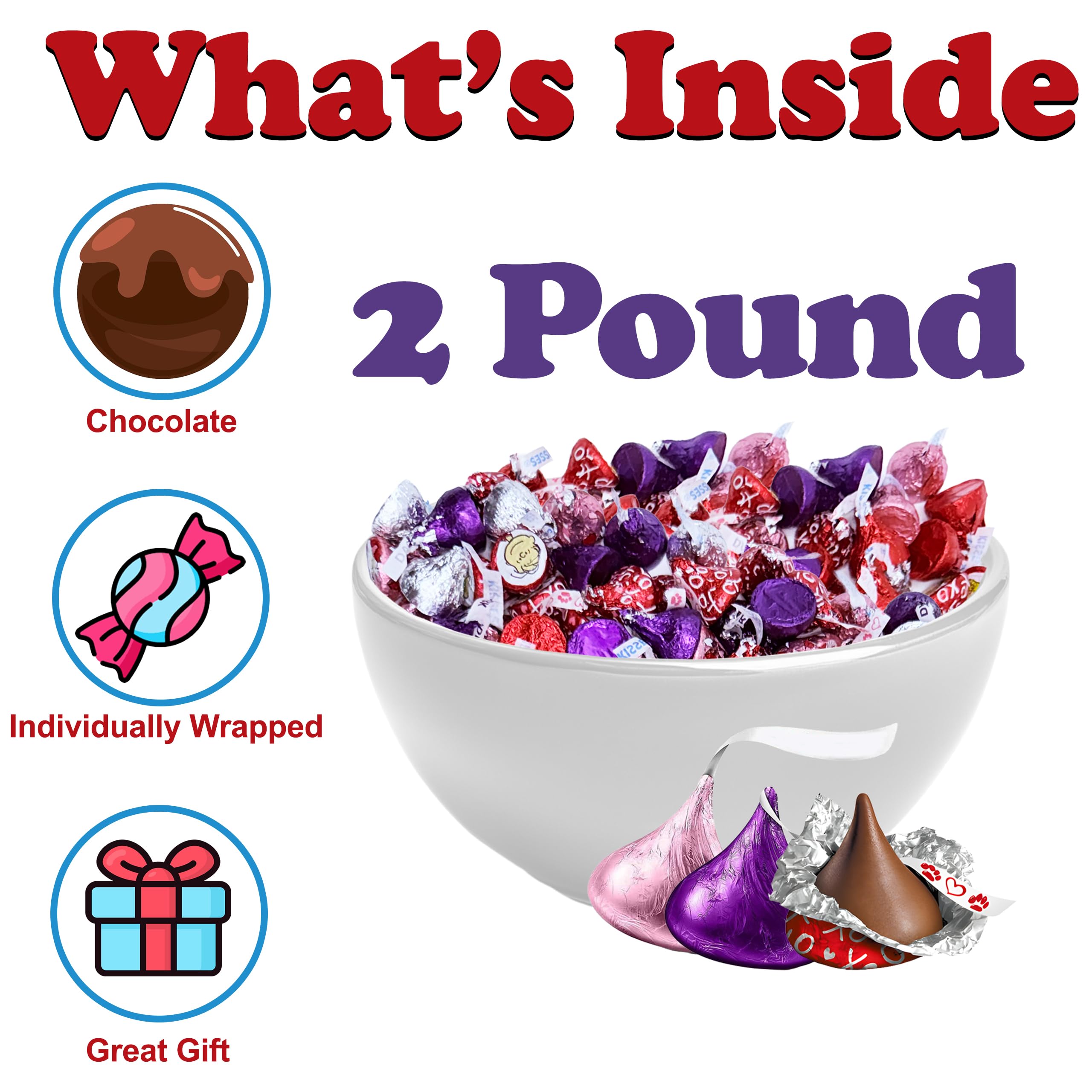 Partypom Hershey Kisses bulk 2lb pack ideal for parties and classrooms