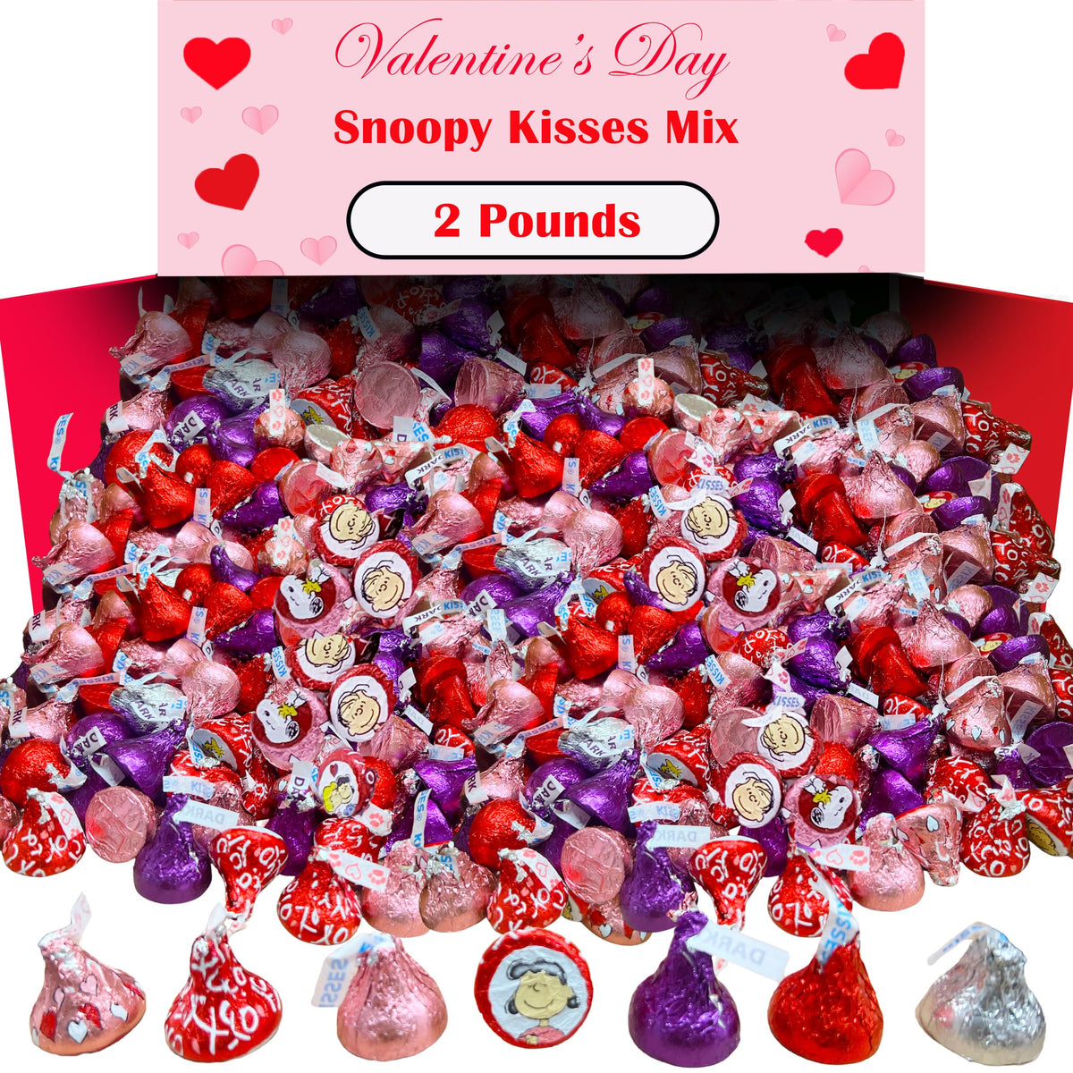 Partypom Hershey Kisses with Valentine foil wraps add festive color for sharing at events