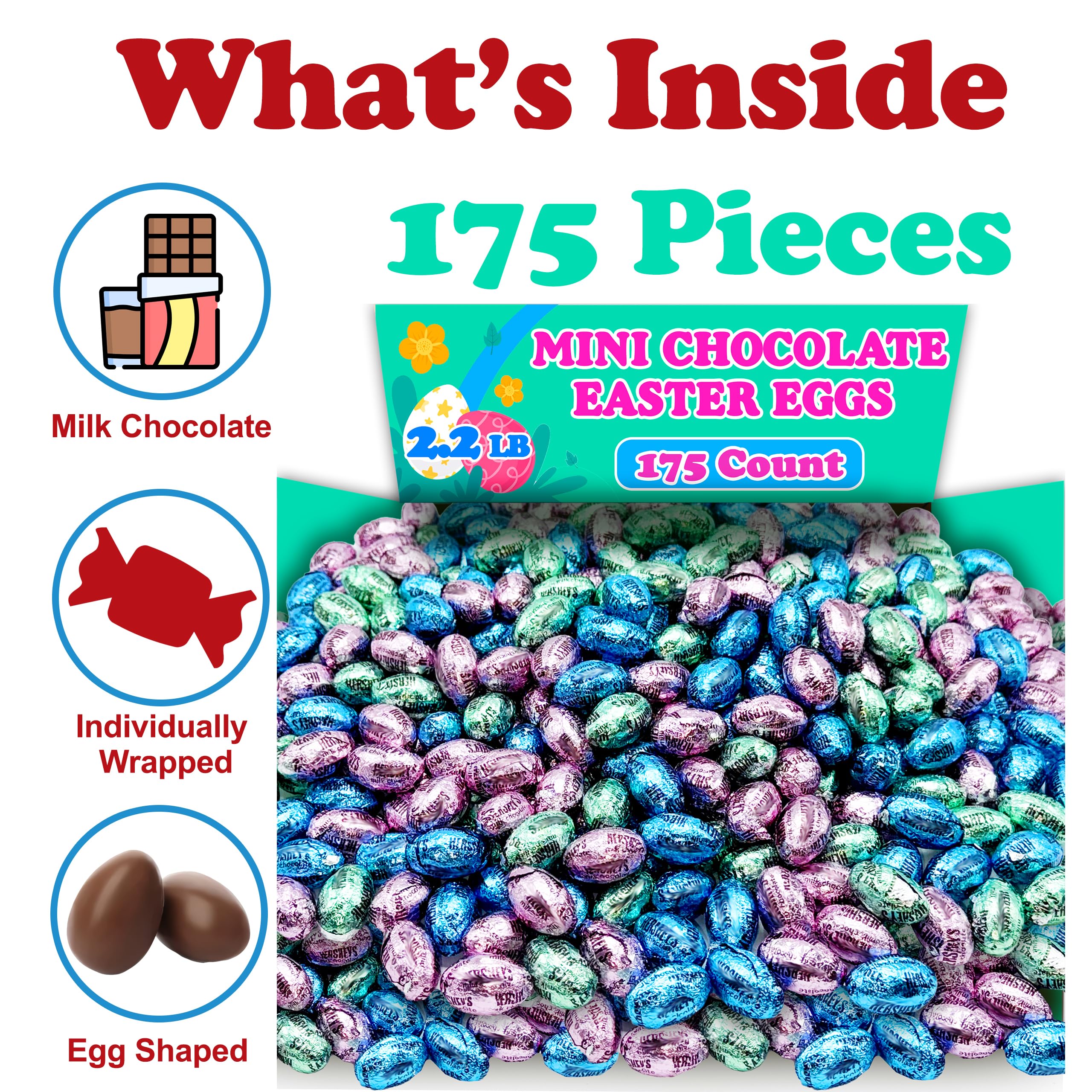 Partypom Hershey Milk Chocolate Eggs pastel wrappers ideal for spring celebrations