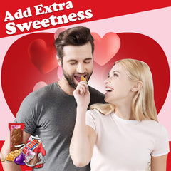 Partypom peanut butter hearts add a creamy surprise to Valentine snacking.