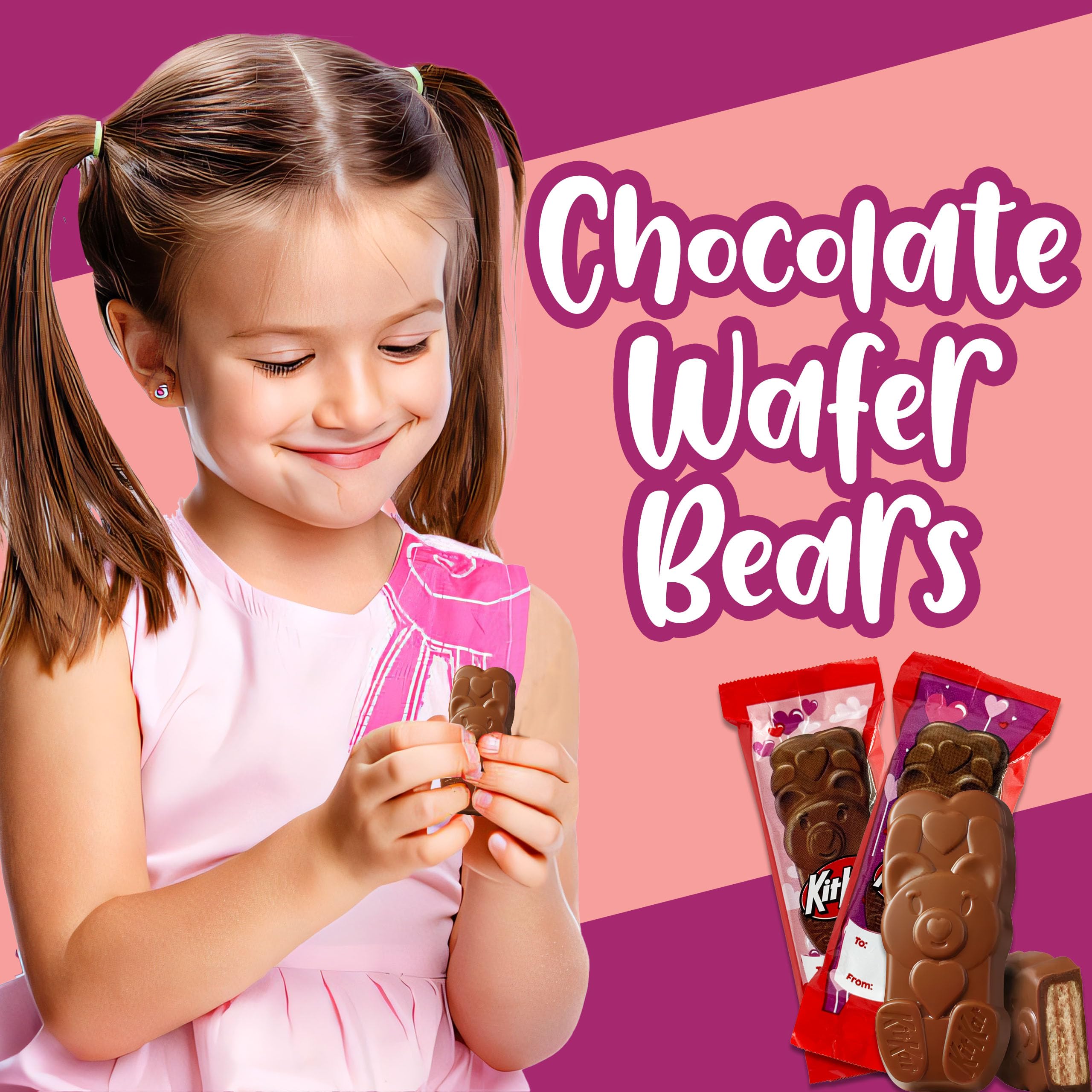 Partypom bears in pink and purple wrapping for festive Valentine vibes.