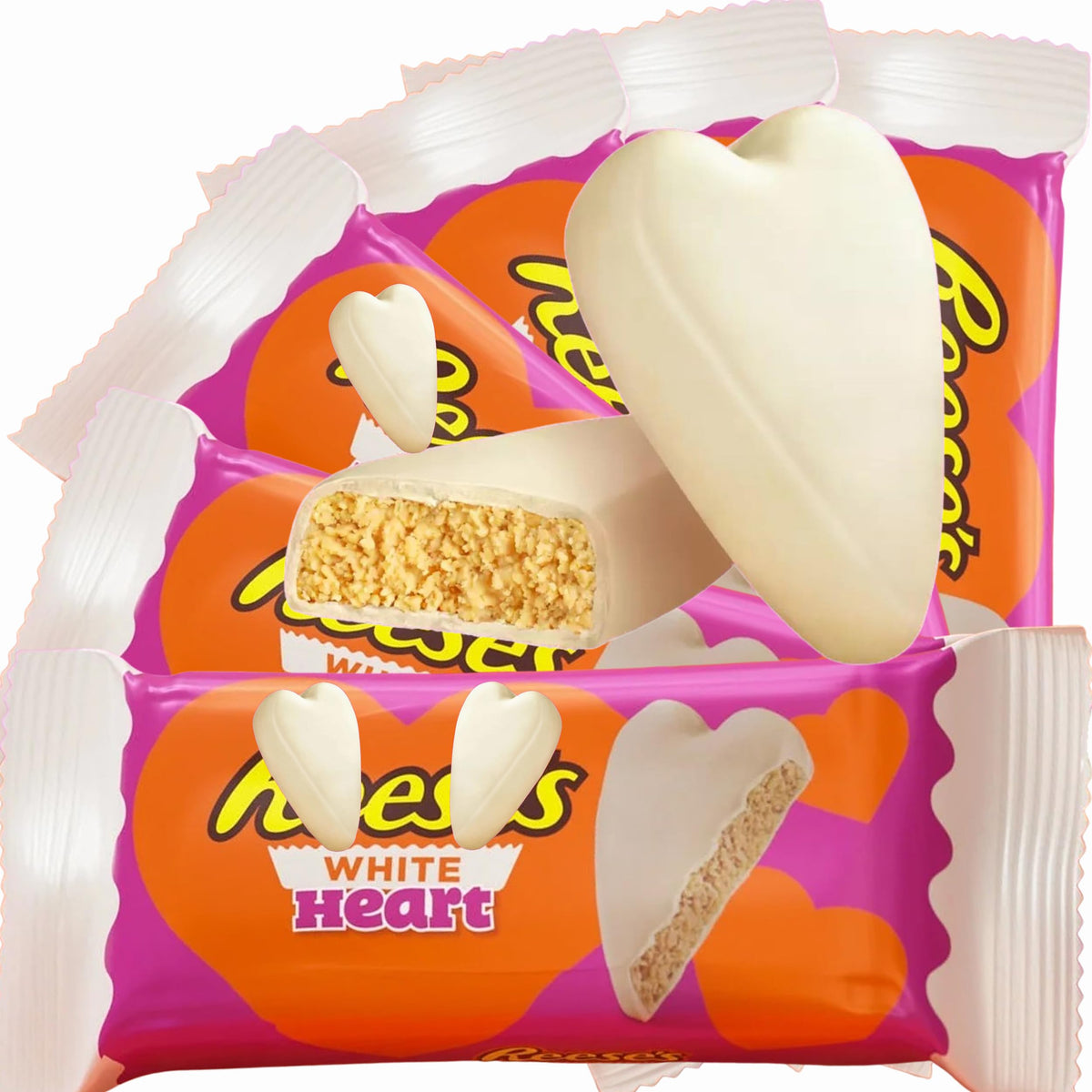 Partypom Reeces Valentine heart chocolate with white creme, ideal for sharing