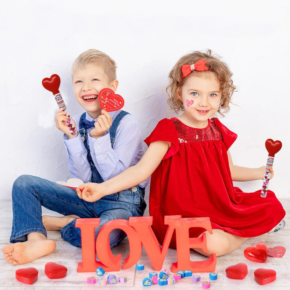 Partypom Valentines 3-pack heart tubes ready for gifting and sharing