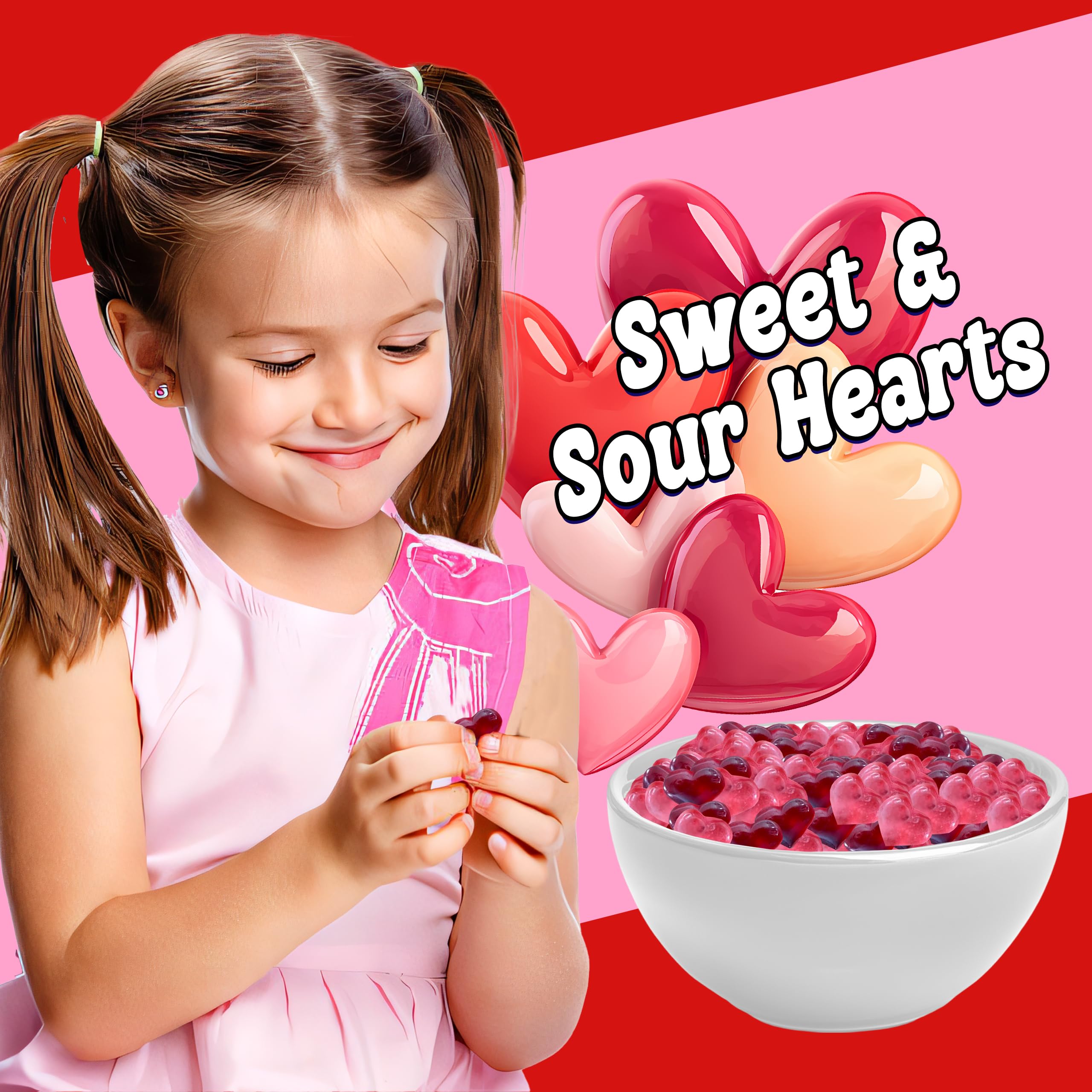 Partypom valentines two-pack gummies on display for gift baskets
