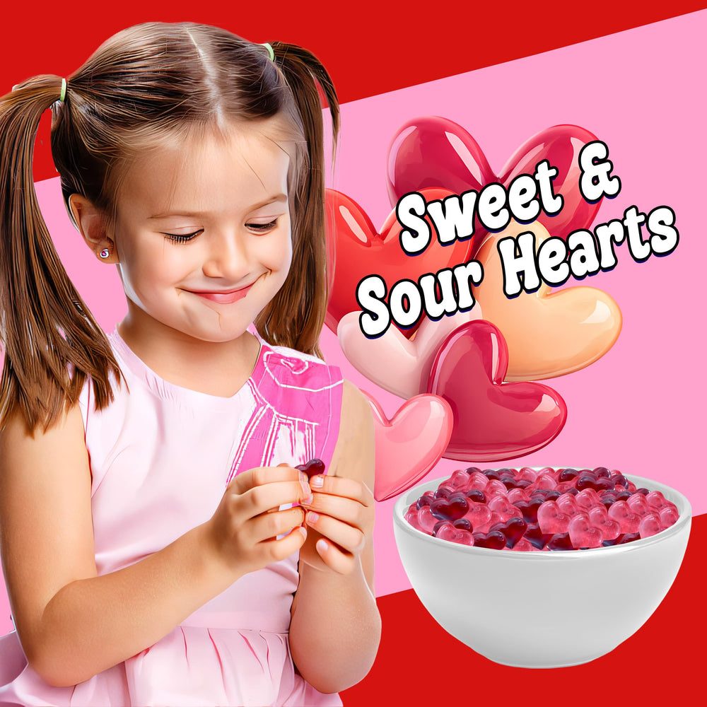 Partypom valentines two-pack gummies on display for gift baskets