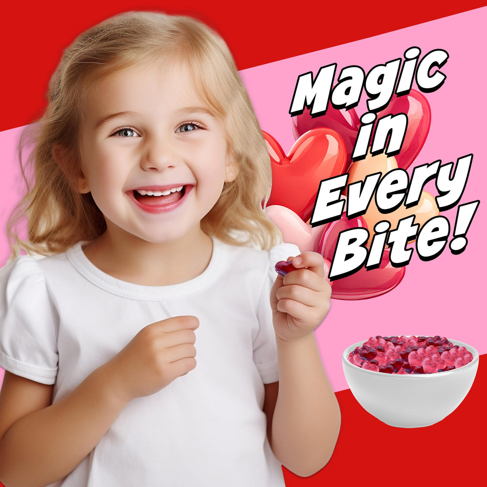 Partypom Valentine heart gummies red-hearts, perfect for classroom swaps