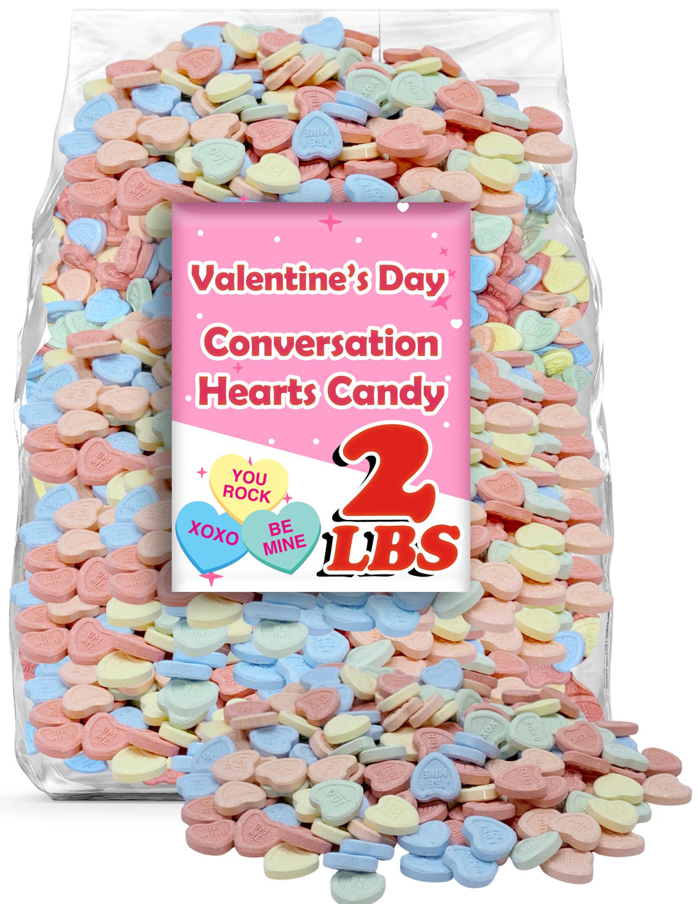 Partypom valentines hearts 2lb bulk with classic sayings for easy sharing