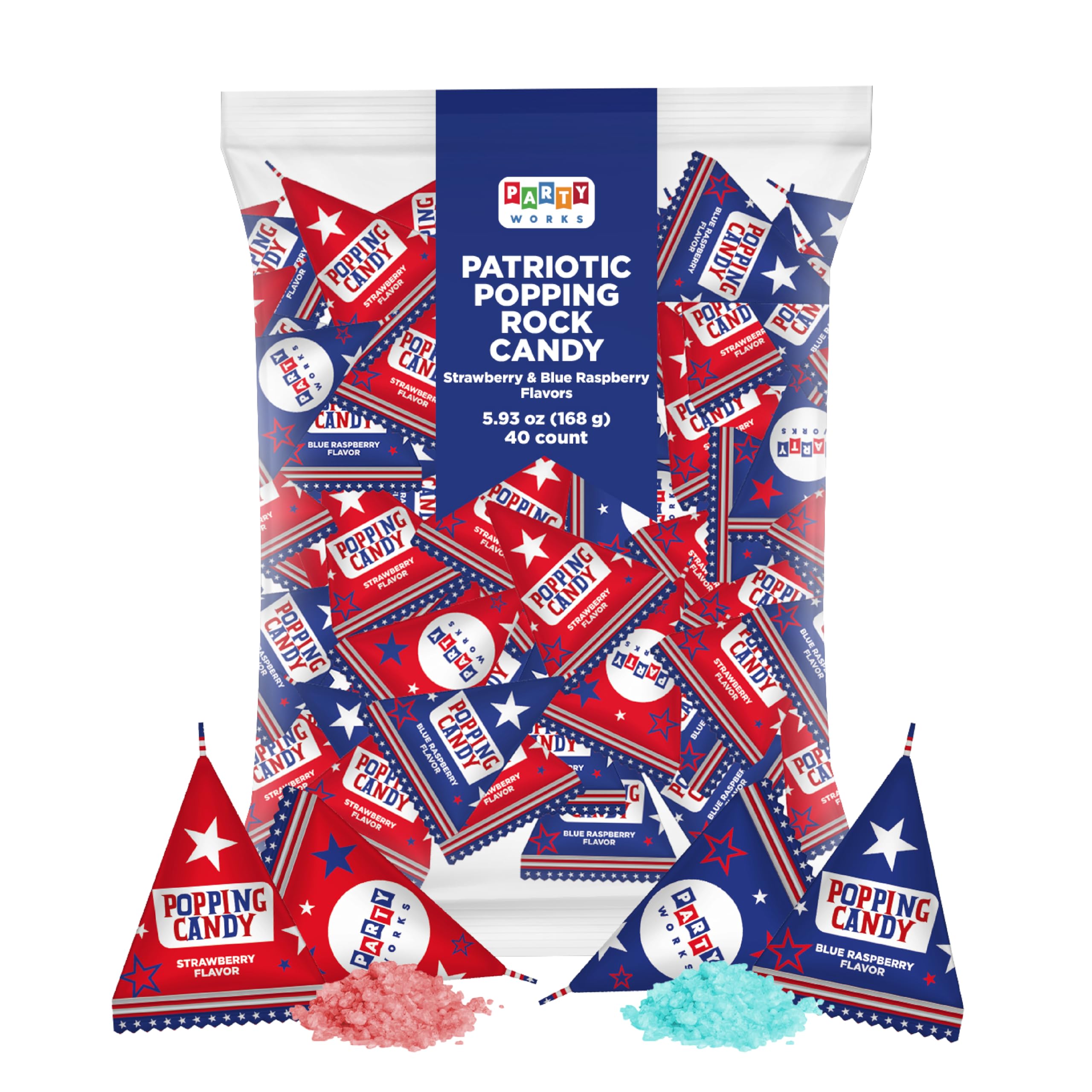 PartyWorks Strawberry popping rocks triangles offering fruity sweetness for family celebrations.