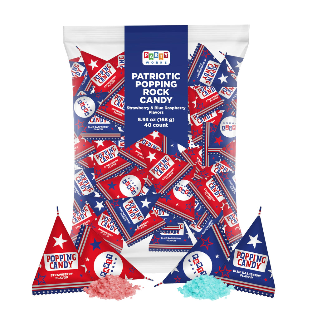 PartyWorks Strawberry popping rocks triangles offering fruity sweetness for family celebrations.