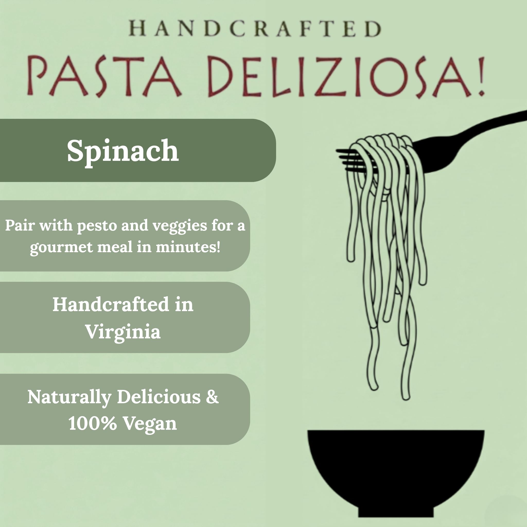 3-pack Pasta Deliziosa spinach fettuccine served with vegetables for a fast dinner.