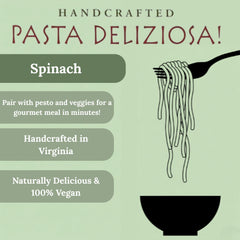 3-pack Pasta Deliziosa spinach fettuccine served with vegetables for a fast dinner.