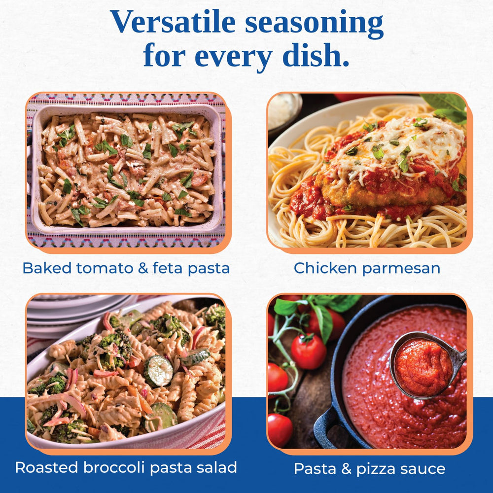Pasta dish tossed with Herbal Pizza and Pasta Magic seasoning
