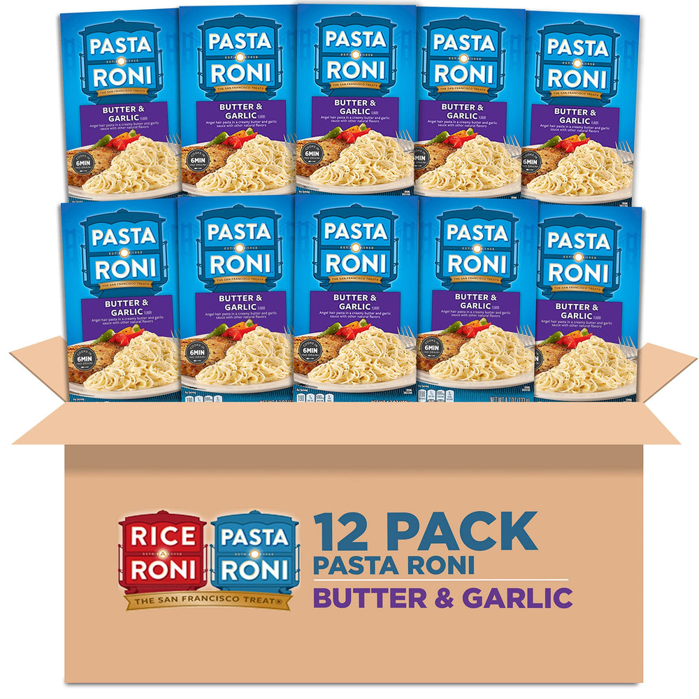 Pasta Roni Butter & Garlic Angel Hair box front for easy weeknight dinner