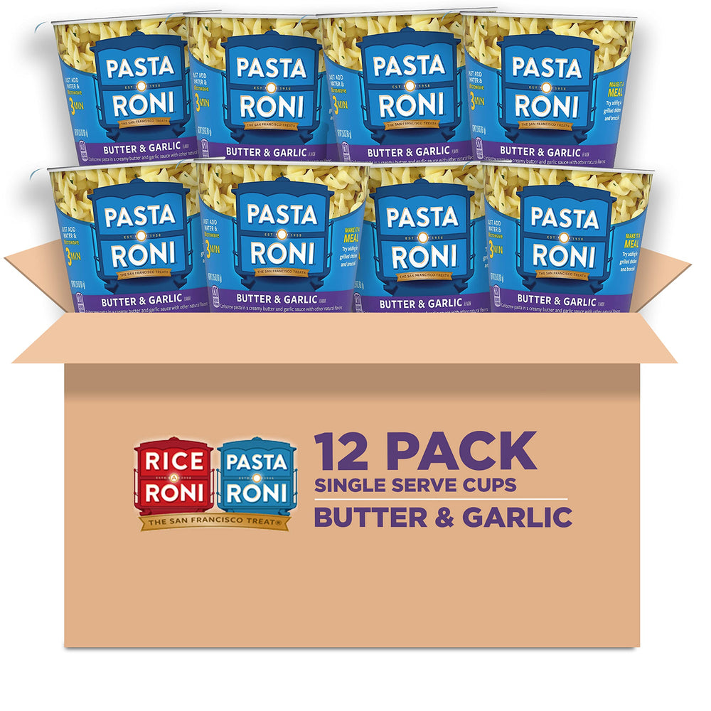Pasta Roni butter garlic cups ready in minutes for easy meals.