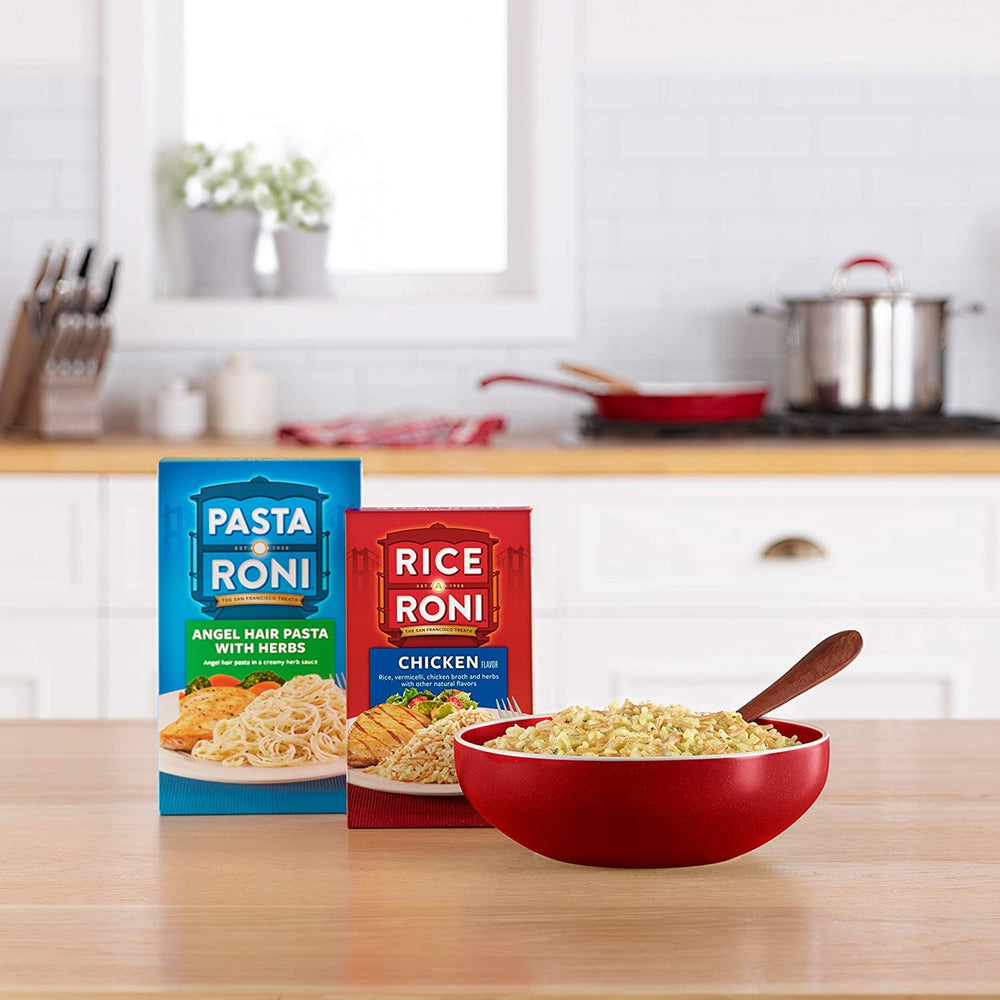 Pasta Roni ready meal with tuna addition, showcasing fast protein for busy weeknights.