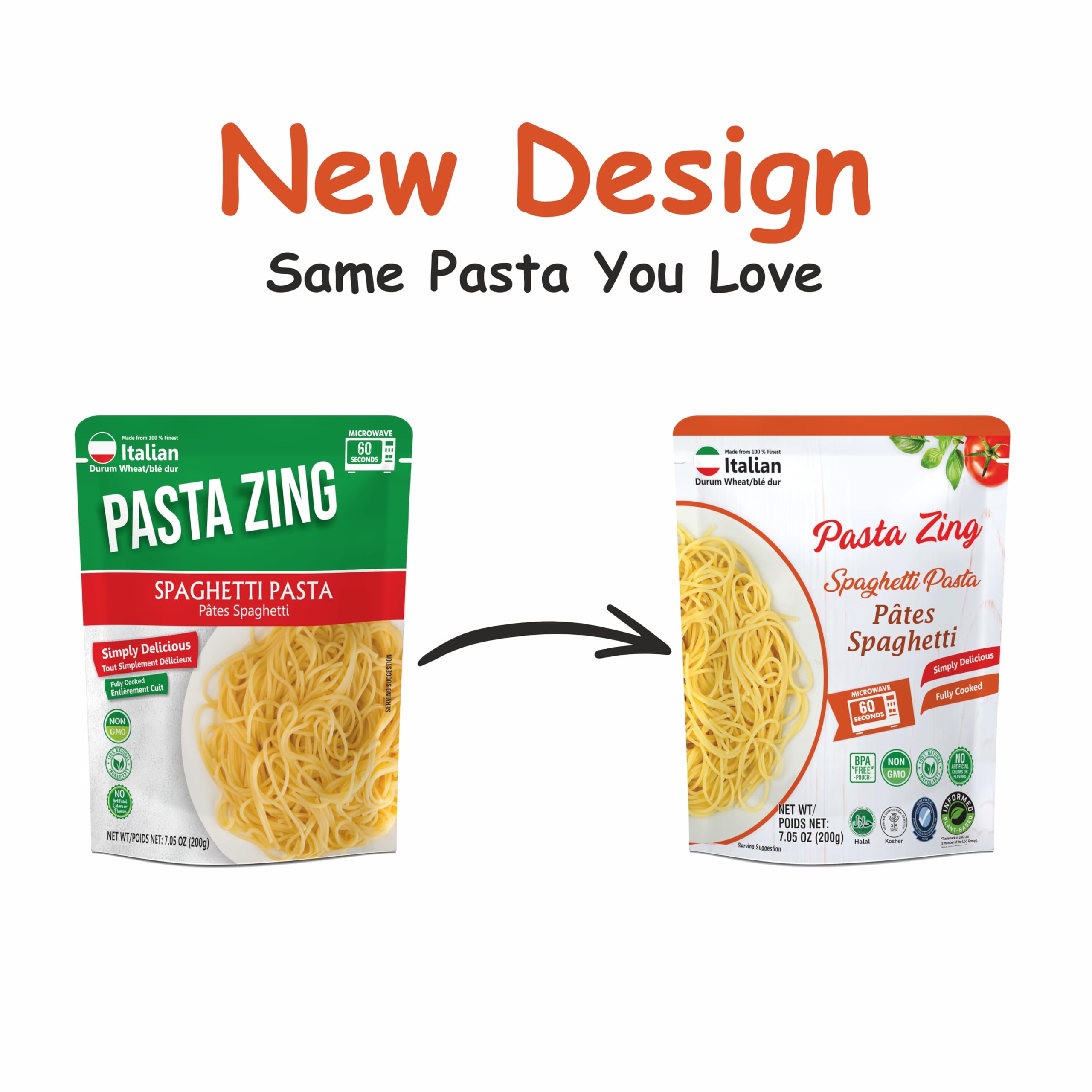 Pasta Zing Italian durum wheat spaghetti close-up showing firm texture.