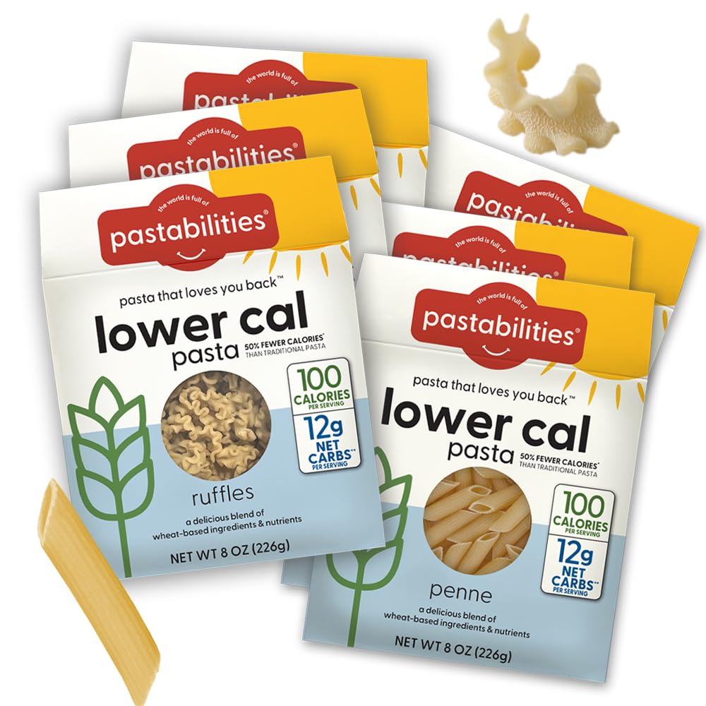 Pastabilities variety-pack packaging highlights a low-calorie pasta option for weeknight meals.
