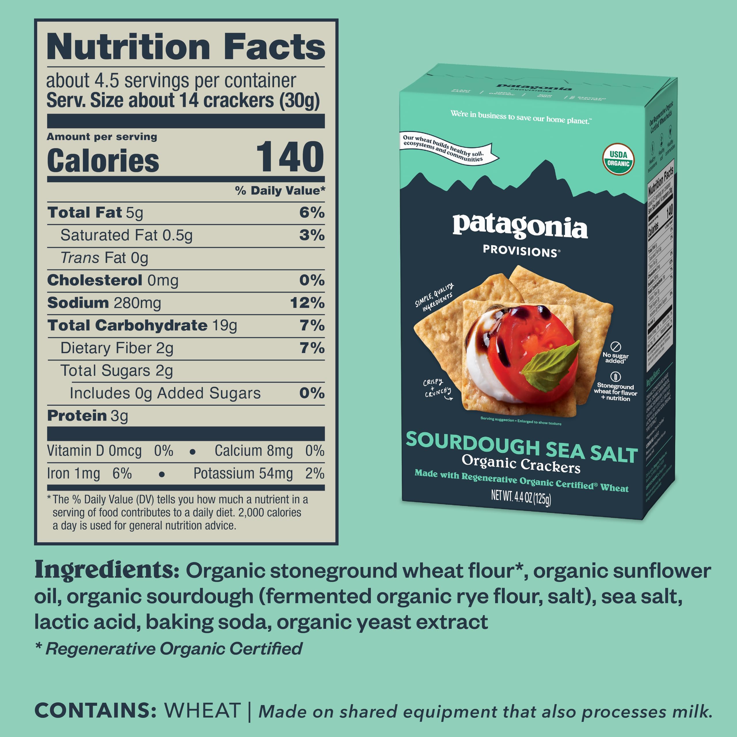 Patagonia Provisions crackers closeup showcasing flaky texture and golden toast flavor