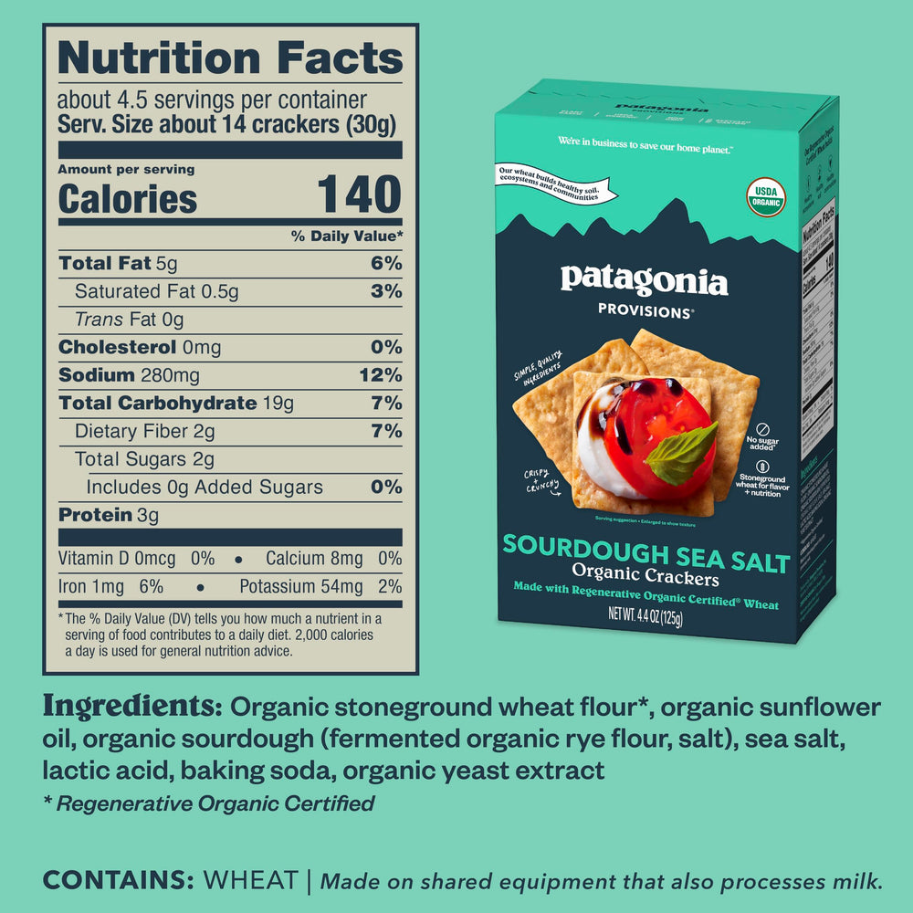 Patagonia Provisions crackers closeup showcasing flaky texture and golden toast flavor