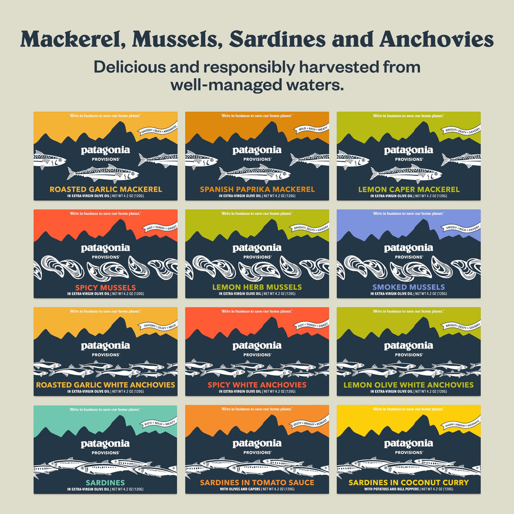 Patagonia Provisions Spicy Mussels straight from can for quick snacking