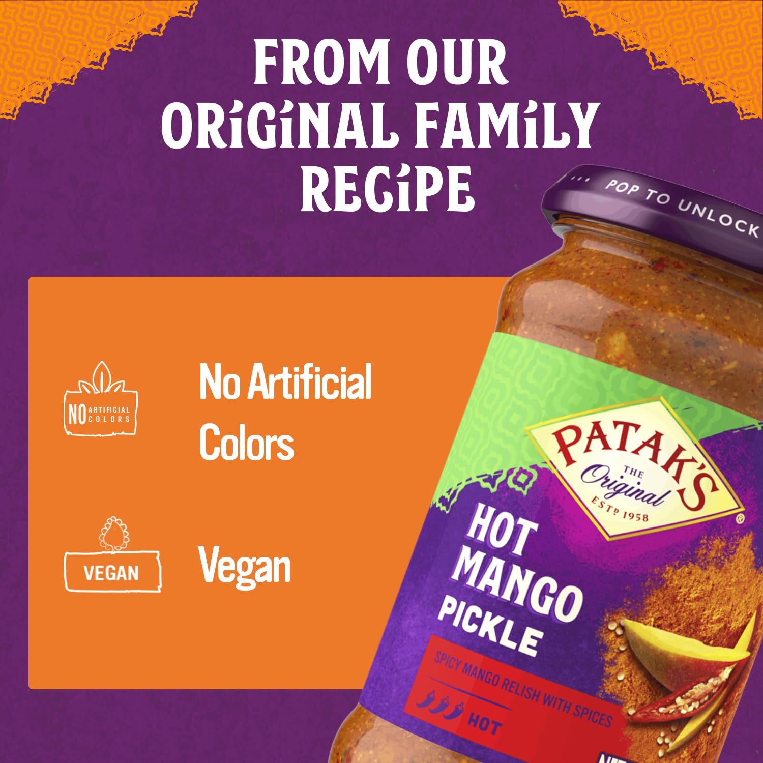 Patak’s Hot Mango Pickle mustard seeds add texture and tang to recipes.
