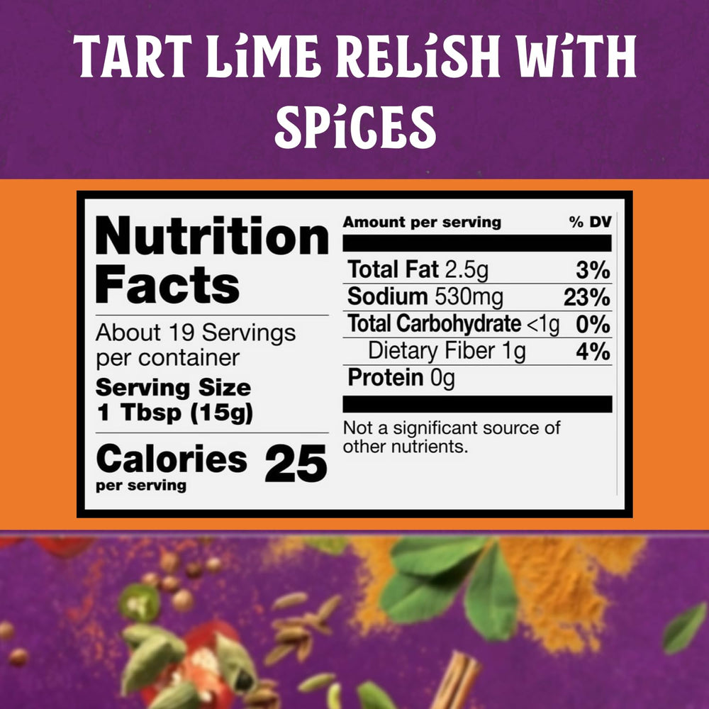 Patak's lime pickle close-up shows authentic spices and lime.