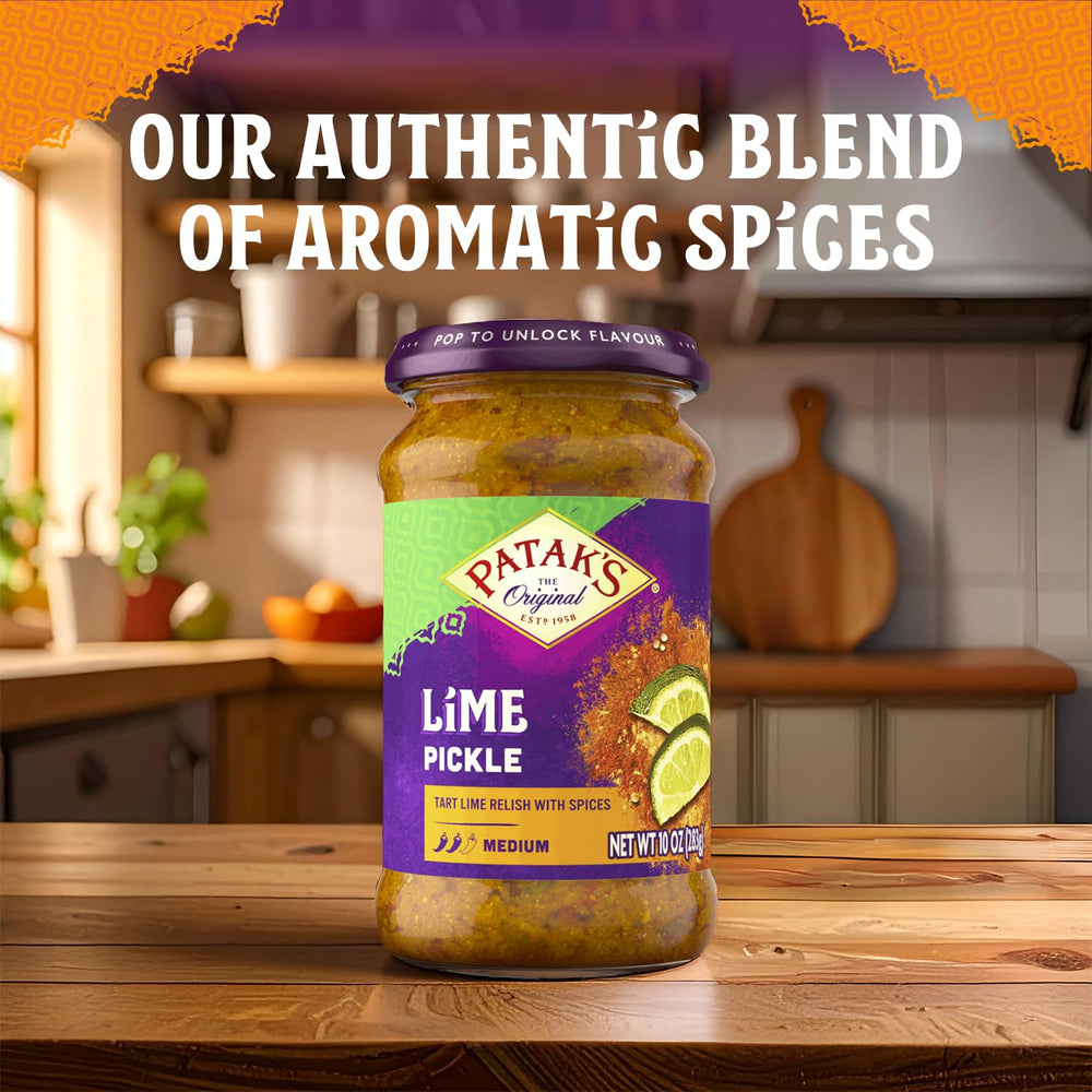 Patak's lime pickle complements curries and lentils with brightness.