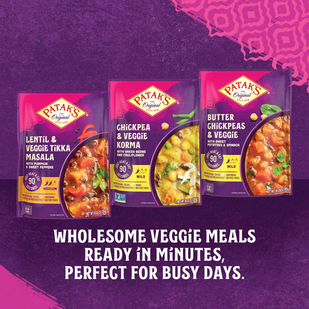 Patak's jar on shelf with ready-to-use Indian flavors.