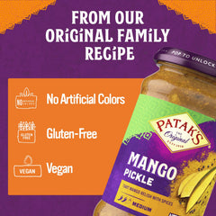 Real mango chunks in Patak's Pickle deliver juicy brightness