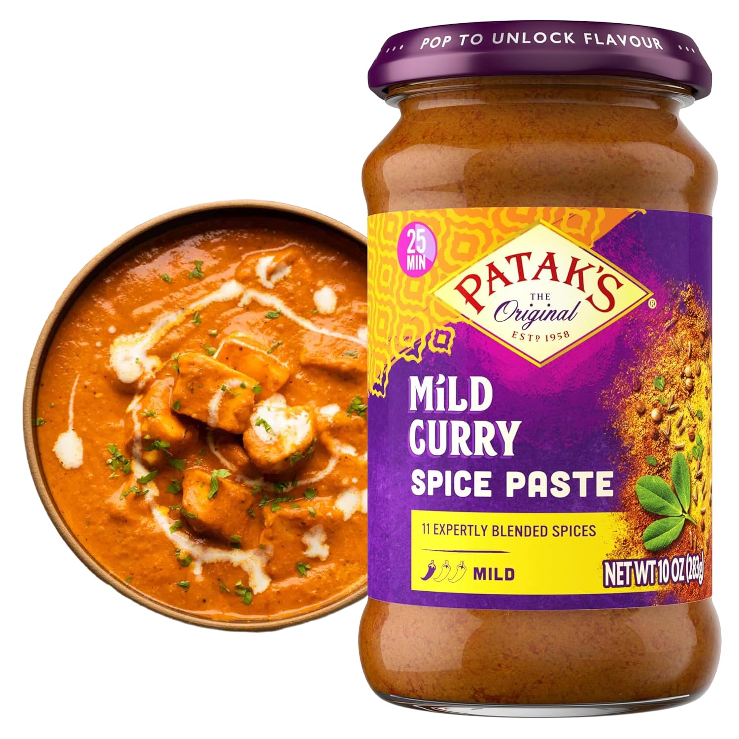 Patak's Mild Curry Paste jar ready to elevate weeknight curries