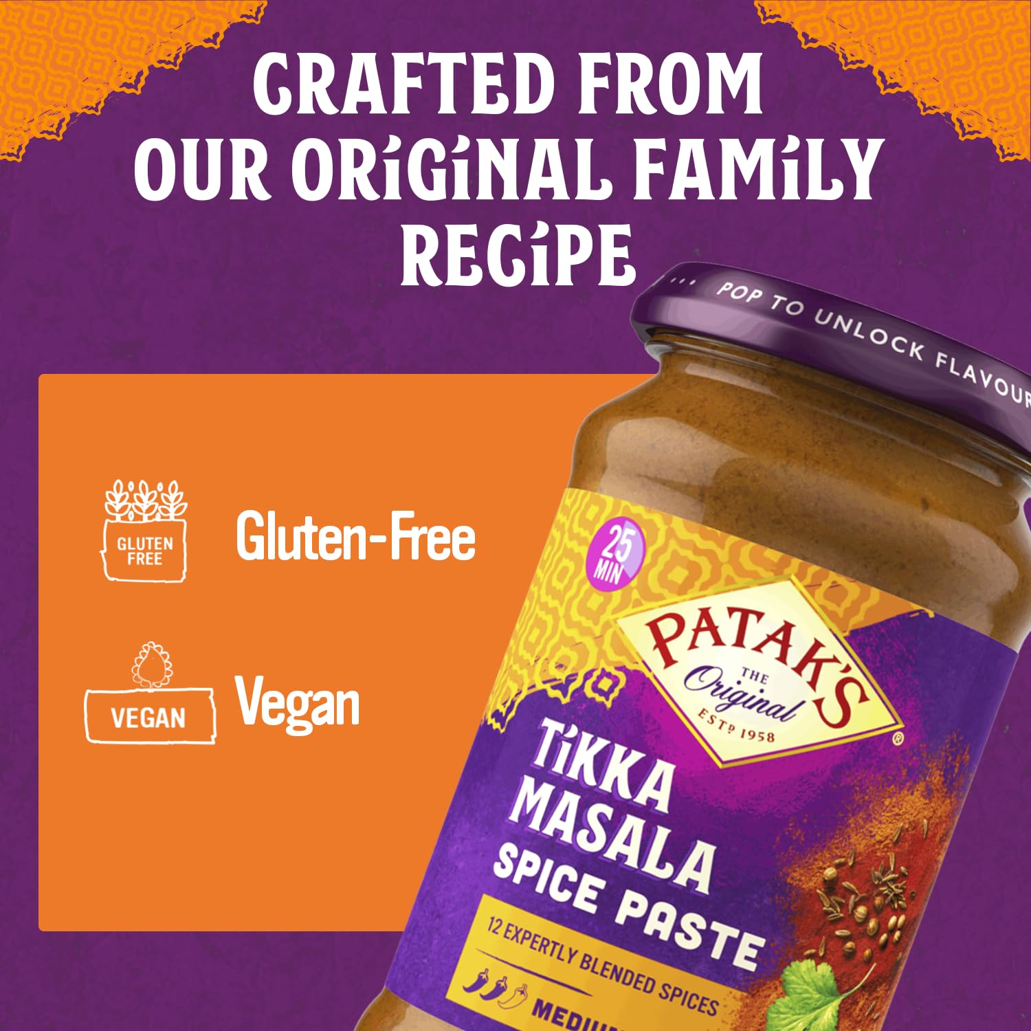 Patak's paste used with chicken curry ready to serve.