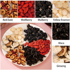 Patiosio Ginseng Five Treasures Tea brew in cup showing warm, aromatic infusion
