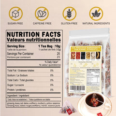 Patiosio Ginseng Five Treasures Tea bags close-up for quick, convenient brewing