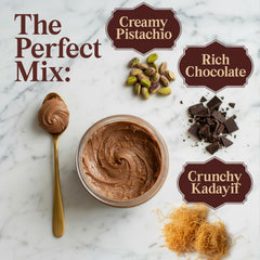 Dubai chocolate spread on toast demonstrates easy breakfast indulgence with pistachio cream and kataifi.