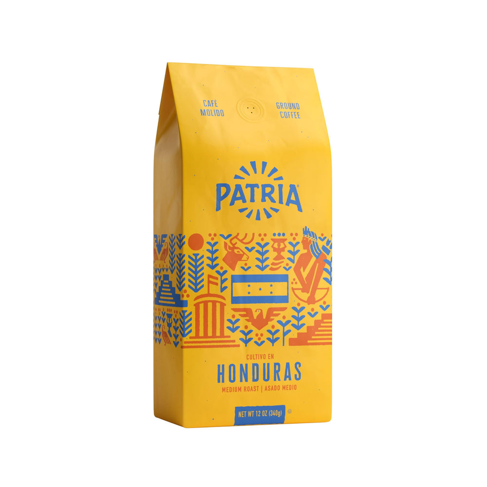 Patria Honduras medium roast ground coffee bag front view for a balanced morning brew.