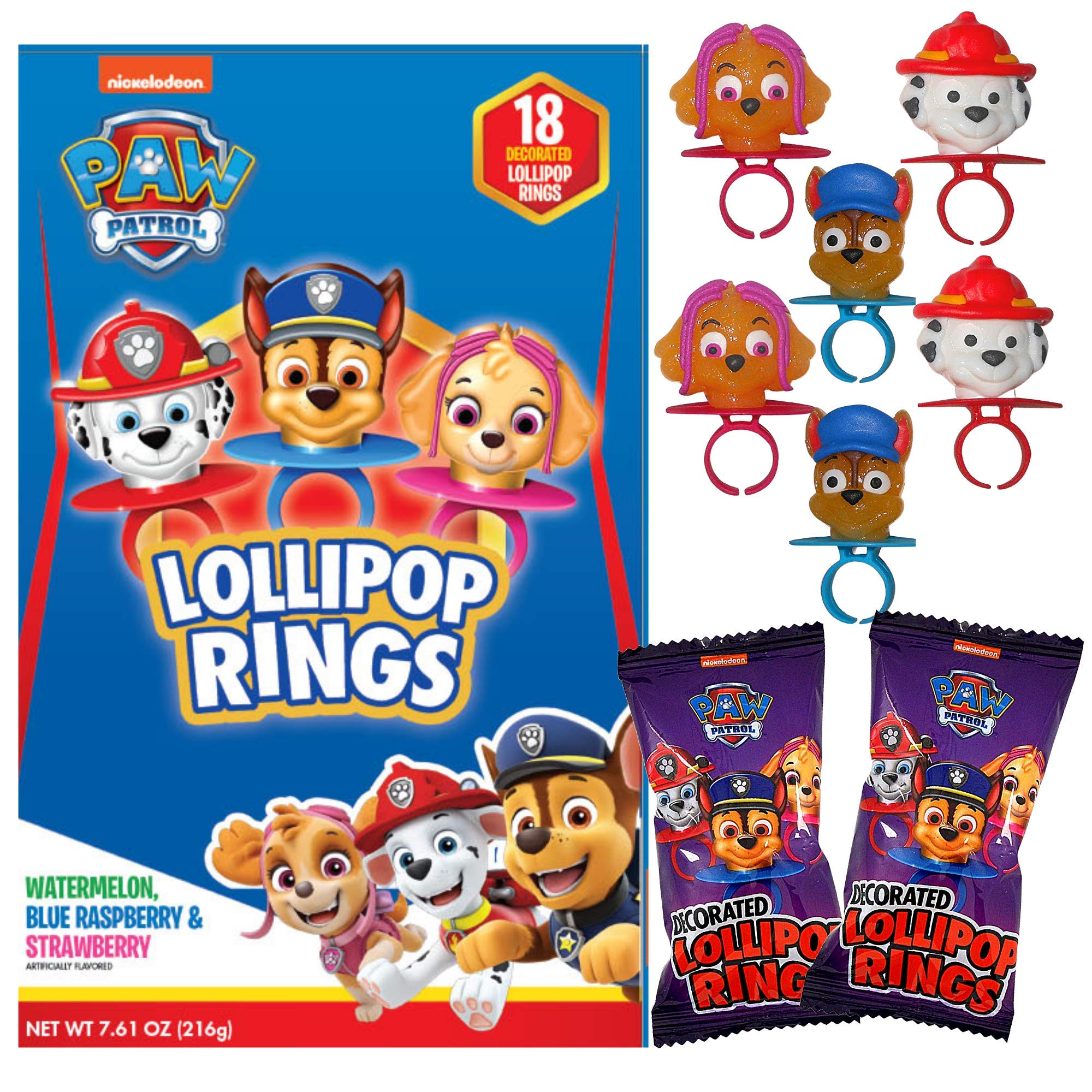 Paw Patrol decorated lollipop ring closeup showing character theme for party favors