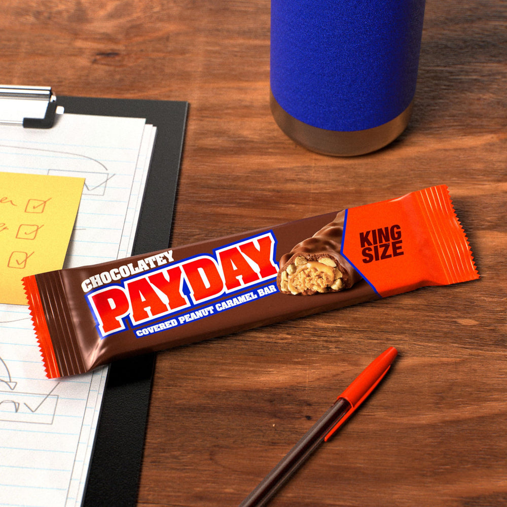 PayDay at the office desk as a satisfying break snack.