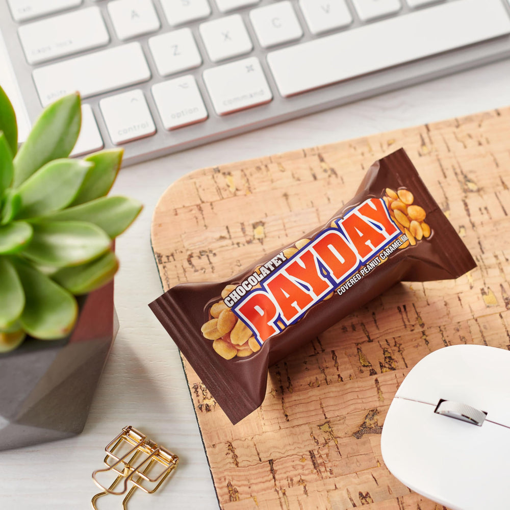 PayDay party display shows crowd-pleasing candy for gatherings and celebrations.