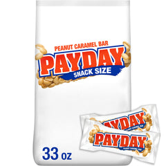 PAYDAY peanut caramel snack size bulk bag ready for sharing.