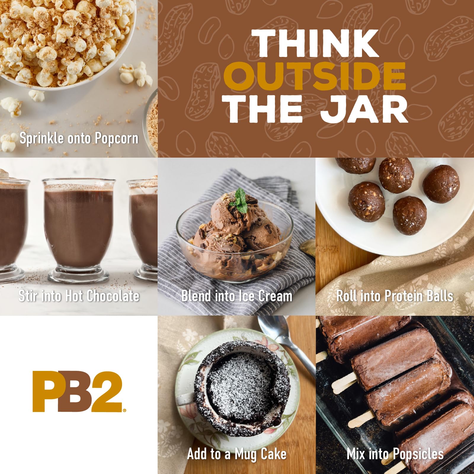 PB2 fat-content label—clear, low-fat nutrition for recipe planning.
