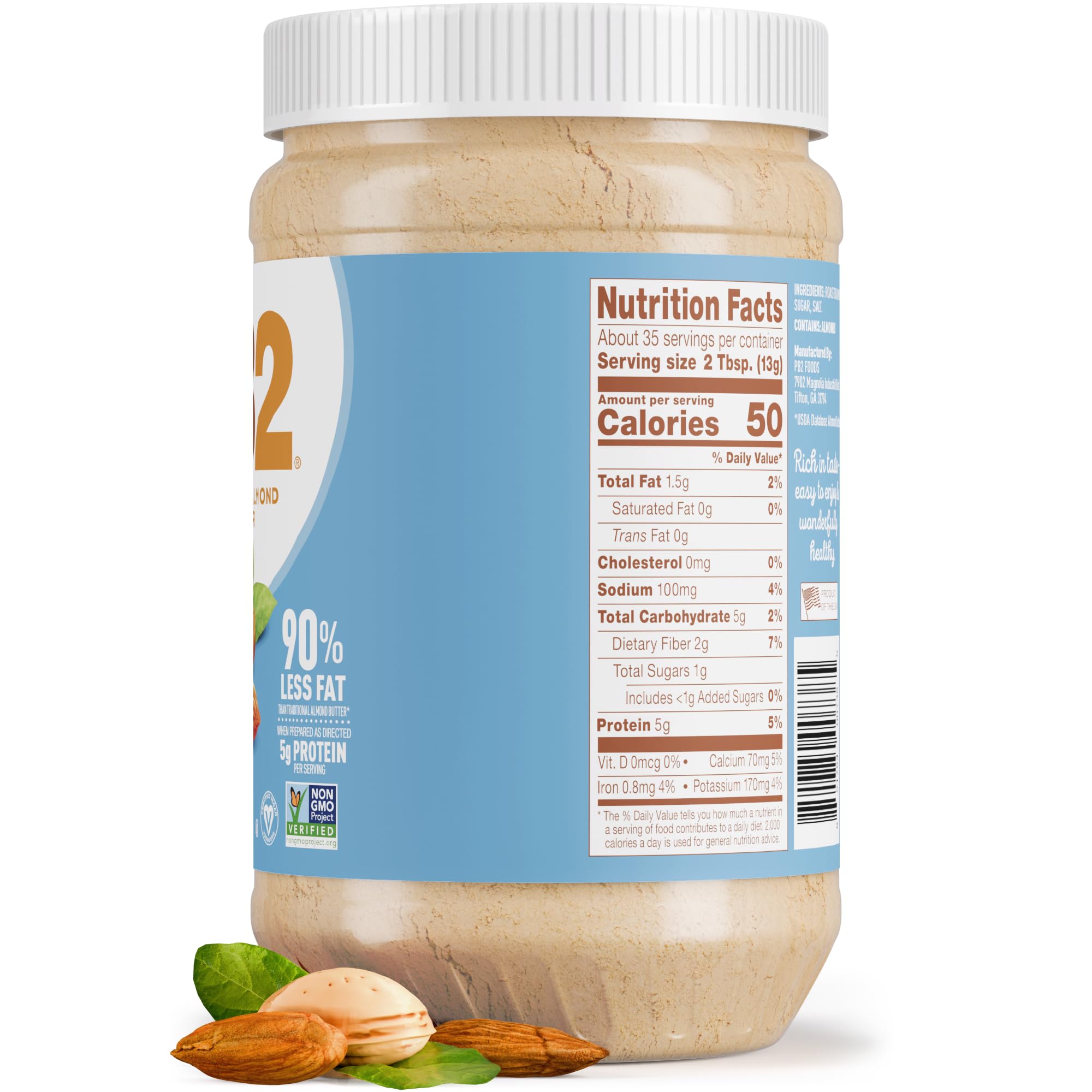 PB2 Gluten-free and kosher packaging closeup.
