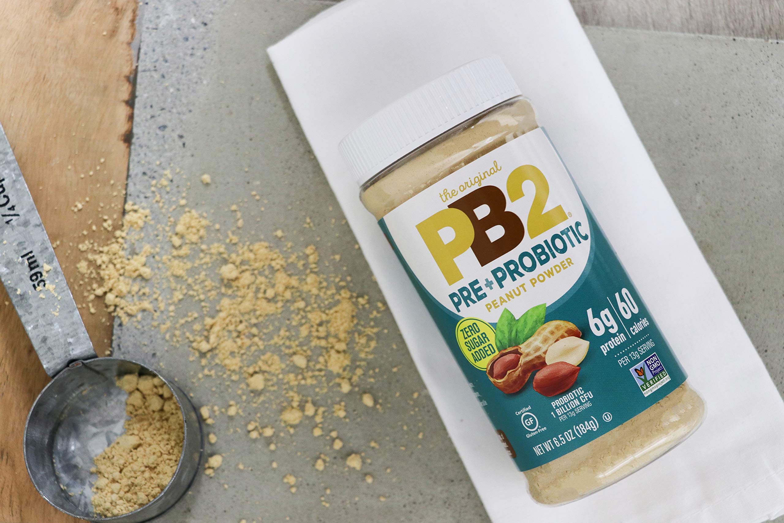 PB2 peanut butter powder measuring cup ready for recipes