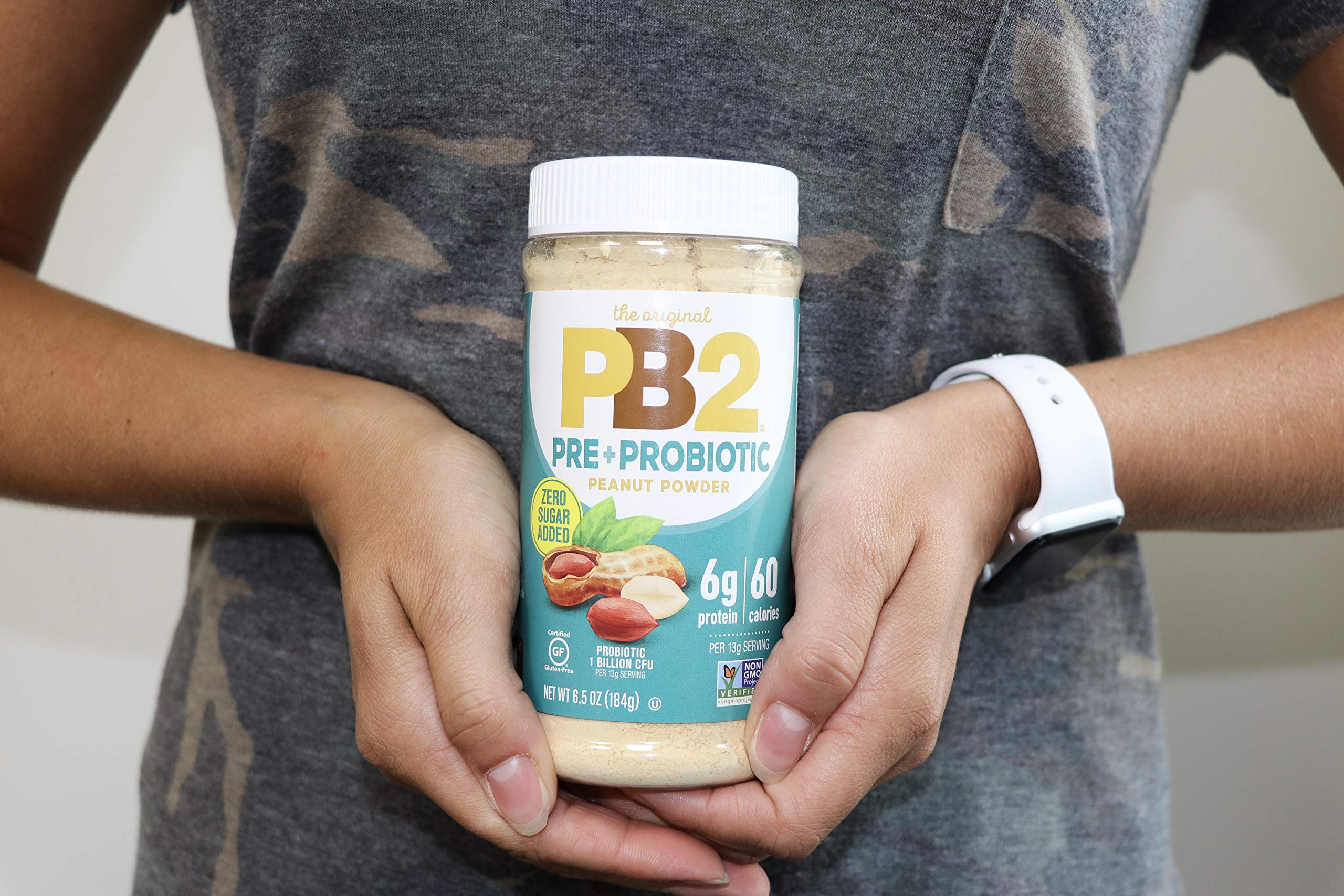 PB2 peanut butter powder smoothie pour enhances flavor and protein