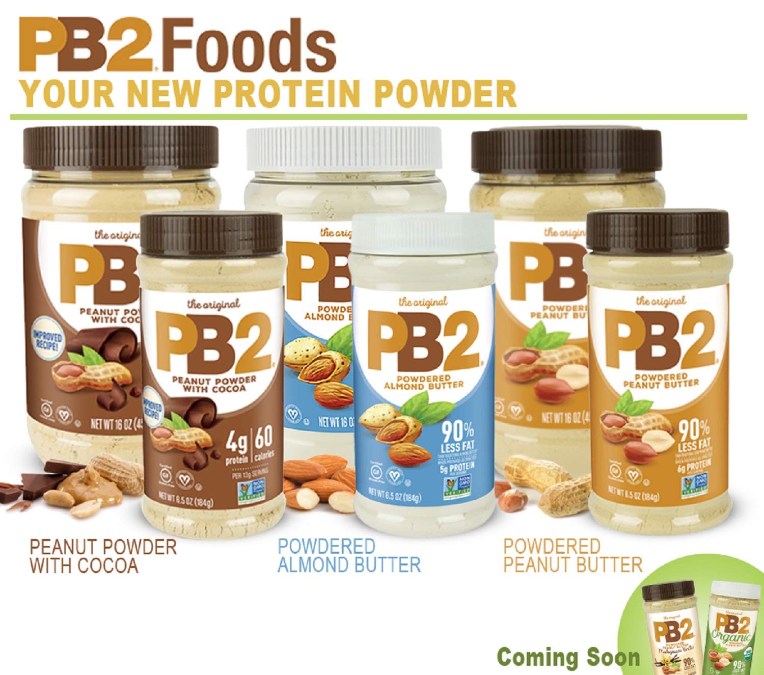 PB2 cocoa bundle label—clear ingredient list and simple nutrition notes.