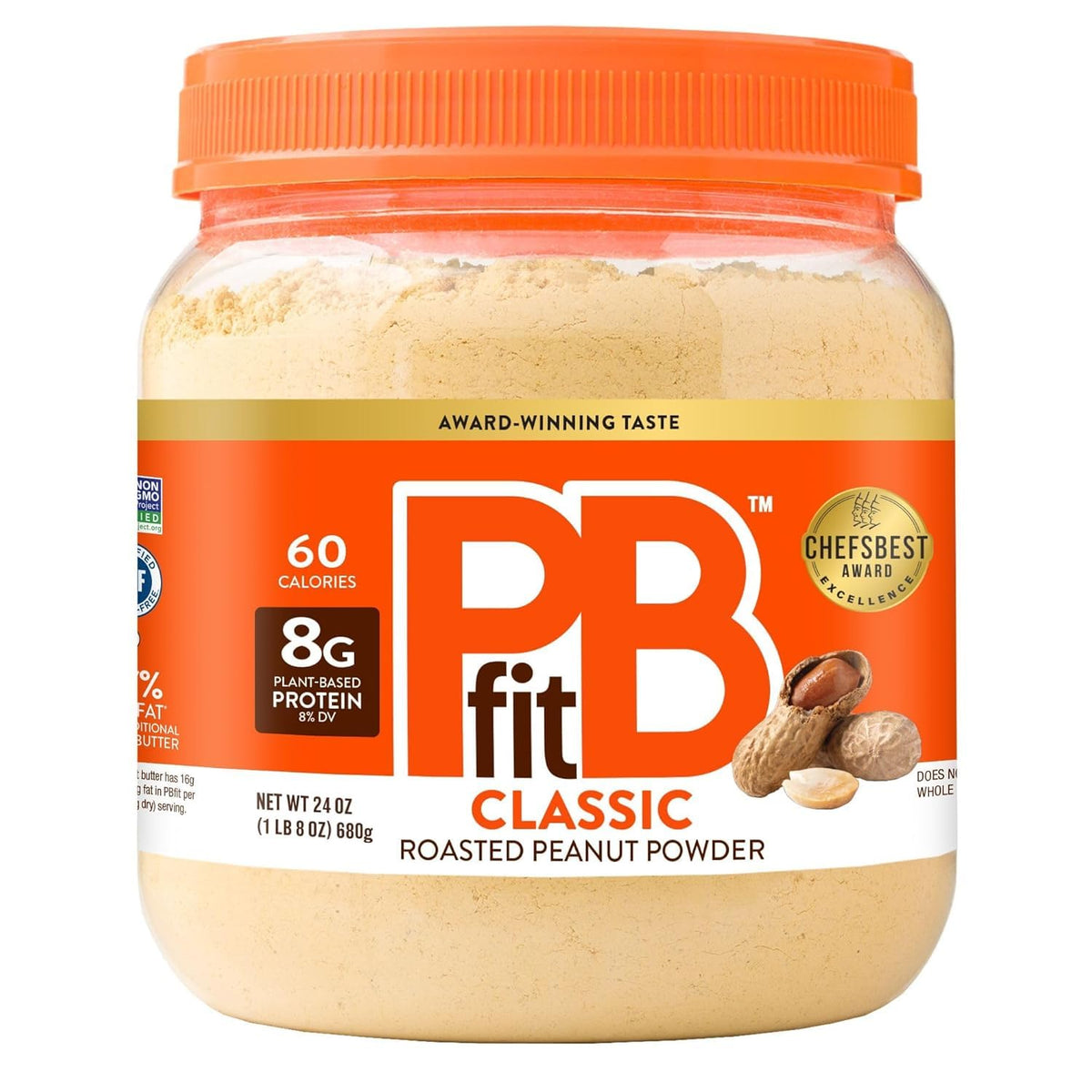 PBfit Classic Peanut Butter Powder jar with real roasted peanuts and low-fat flavor.