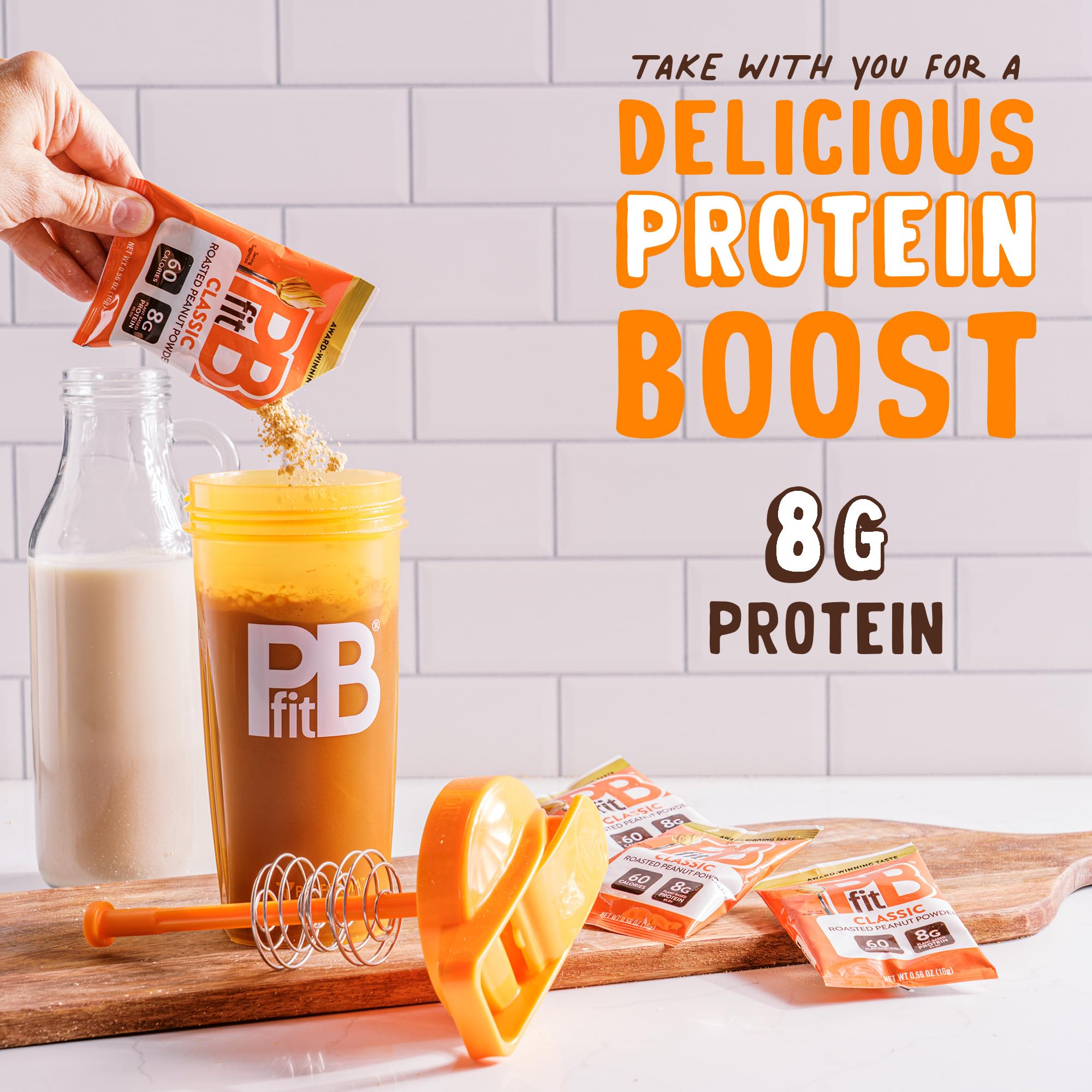 PBfit Classic powder on oatmeal adding flavor and protein